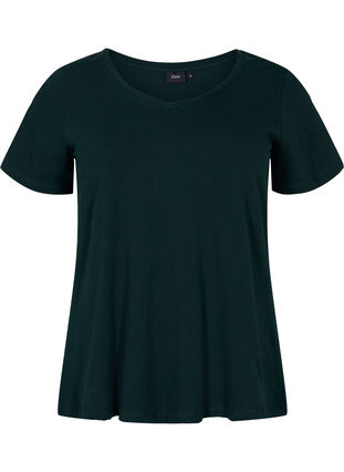 ZizziUnifarbenes Basic-T-Shirt aus Baumwolle, Scarab, Packshot image number 0