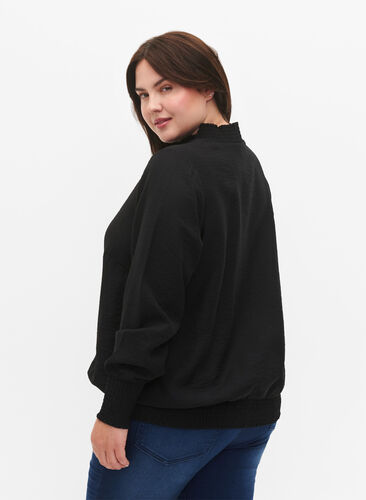 ZizziViskose Bluse mit Schürze, Black, Model image number 1