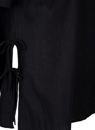 Zizzi Kurzärmlige Bluse aus Baumwoll-Mix mit Leinen und Spitzendetail, Black, Packshot image number 3