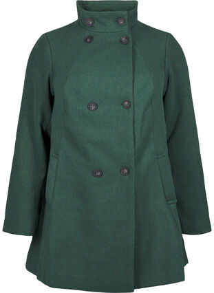 ZizziKurzer A-linienförmiger Trenchcoat, Trekking Green Mel., Packshot image number 0