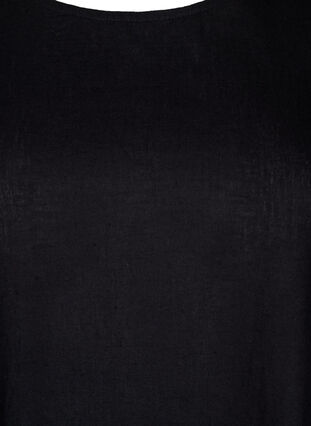 Zizzi Kurzärmlige Bluse aus Baumwoll-Mix mit Leinen und Spitzendetail, Black, Packshot image number 2
