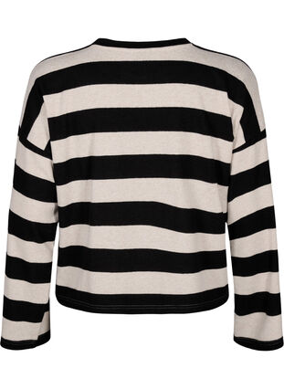 Zizzi Langärmlige Bluse mit Streifenmuster, Bl. Beige Mel.Stripe, Packshot image number 1