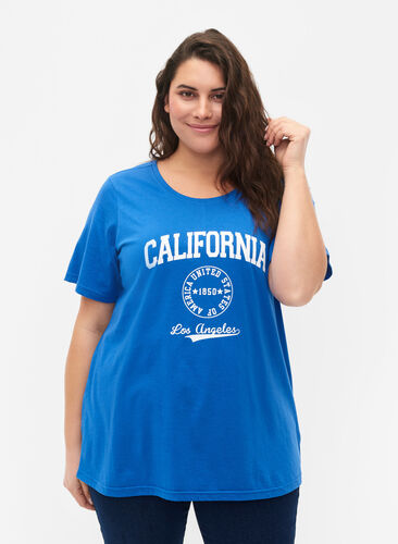 Zizzi FLASH - T-Shirt mit Motiv, Strong Blue, Model image number 0