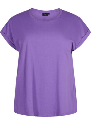 Zizzi Kurzärmeliges T-Shirt aus Baumwollmischung, Deep Lavender, Packshot image number 0