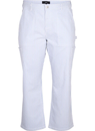 Zizzi Gestreifte Cargo-Jeans mit gerader Passform, Blue White Stripe, Packshot image number 0