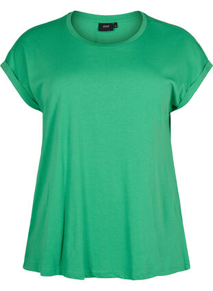 Zizzi Kurzärmeliges T-Shirt aus einer Baumwollmischung, Kelly Green, Packshot image number 0