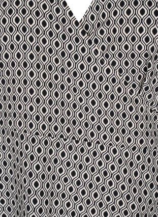FLASH – Wickelkleid mit kurzen Ärmeln, Black White Graphic, Packshot image number 2