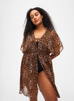 ZizziStrand-Kimono mit Druck, Leopard, Model image number 2