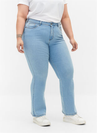 ZizziEllen Bootcut-Jeans mit hoher Taille., Ex Lgt Blue, Model image number 2