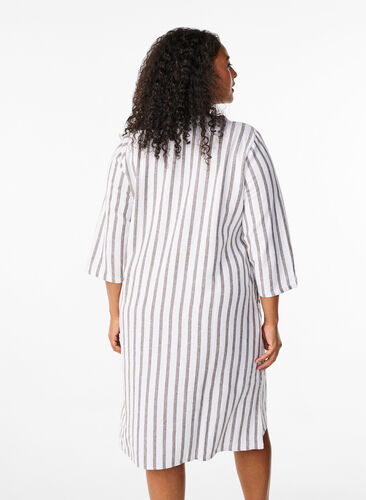 ZizziGestreiftes Tunika-Kleid aus Leinen-Viskose-Mix, White Stripe, Model image number 1