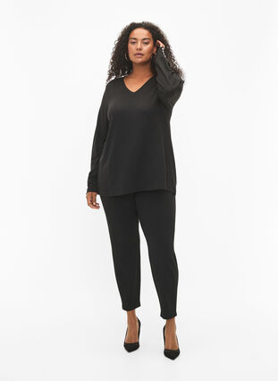 ZizziLangärmelige Bluse mit breitem Ärmelaufschlag und Knöpfen, Black, Model image number 2