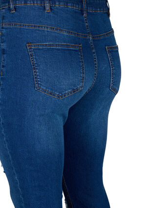 Zizzi Slim-Fit-Jeans mit Abriebdetails, Blue Denim, Packshot image number 3