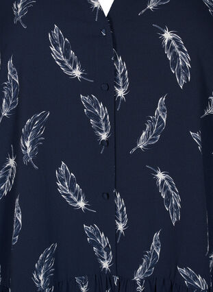 ZizziMidi-Kleid mit langen Ärmeln, Navy B. Feather AOP, Packshot image number 2