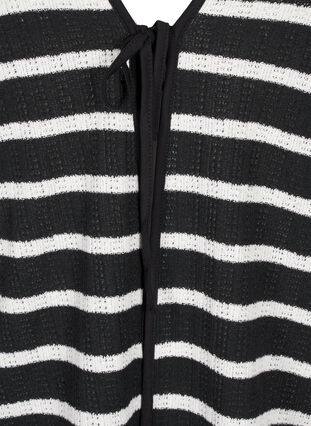 ZizziStrickjacke mit Bindebändchen, Black White stripe, Packshot image number 2