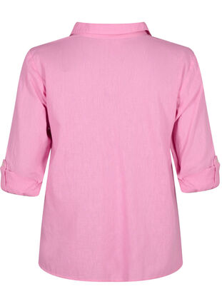 Zizzi Hemdbluse mit Knopfverschluss aus Baumwoll-/Leinengemisch, Rosebloom, Packshot image number 1