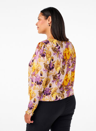 ZizziKünstlerbluse mit Blumenmuster, Purple Flower, Model image number 1