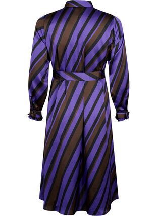 ZizziHemdblusenkleid aus Satin mit diagonalen Streifen, Stripe AOP, Packshot image number 1