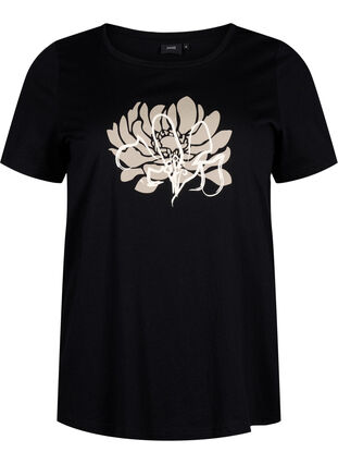 ZizziT-Shirt mit Motiv, Black w. Flower, Packshot image number 0