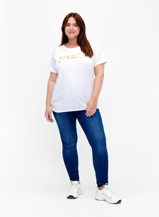 ZizziBaumwoll-T-Shirt mit Folien-Druck, B. White w. Believe, Model image number 2