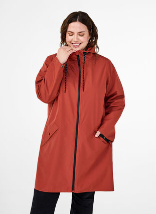 ZizziRegenjacke mit Taschen und Kapuze, Chili Oil, Model image number 0