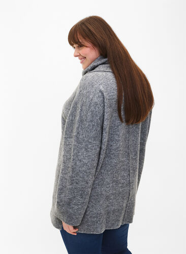 ZizziMelange-Strickpullover mit Rollkragen, Medium Grey Melange, Model image number 1