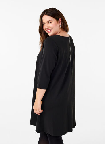 ZizziFLASH – Kurzes Kleid mit A-Linien-Schnitt und 3/4-Ärmeln, Black, Model image number 1