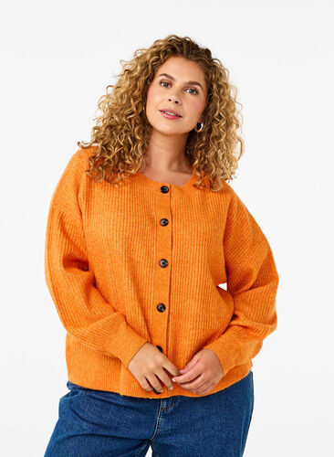 ZizziRippenstrick Strickjacke mit Knöpfen, Marmelade Mel., Model image number 0