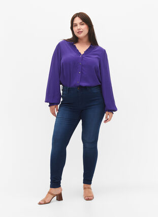 ZizziLangärmlige Bluse aus Viskose, Heliotrope, Model image number 3