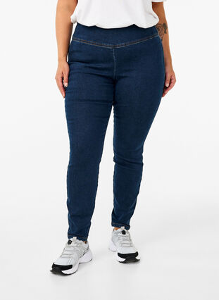 ZizziDehnbare Jeggings mit hoher Taille, Dark Blue, Model image number 2