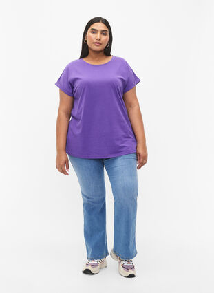 Zizzi Kurzärmeliges T-Shirt aus einer Baumwollmischung, ULTRA VIOLET, Model image number 2