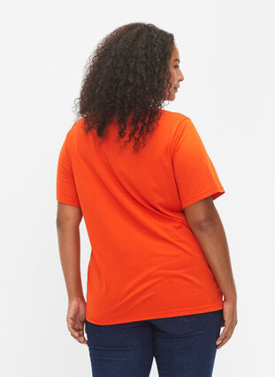 Zizzi FLASH - T-Shirt mit Motiv, Orange.com, Model image number 1
