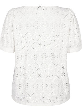 Zizzi Kurzärmelige Bluse mit Lochmuster, Bright White, Packshot image number 1