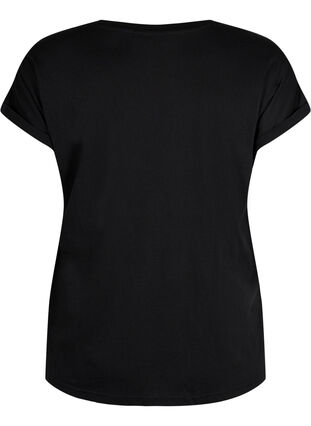 Zizzi Kurzärmeliges T-Shirt aus einer Baumwollmischung, Black, Packshot image number 1