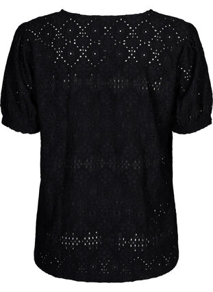 Zizzi Kurzärmelige Bluse mit Lochmuster, Black, Packshot image number 1