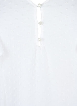 Bluse mit gepunkteter Struktur und kurzen Ärmeln, Bright White, Packshot image number 2