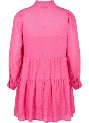 ZizziStrukturiertes kurzes Kleid mit Rüschenkragen, Magenta, Packshot image number 1