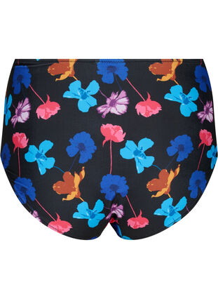 Zizzi Bikinihose mit Aufdruck und hoher Taille, Black Flower AOP, Packshot image number 1