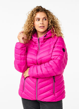 ZizziLeichte Jacke mit Kapuze, Fuchsia Red, Model image number 0