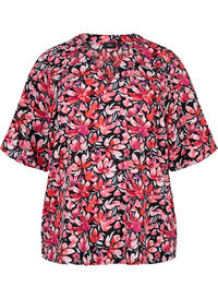 Bluse mit V-Ausschnitt und Blumendruck