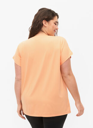 Zizzi Kurzarm Trainingsshirt, Apricot Nectar, Model image number 1