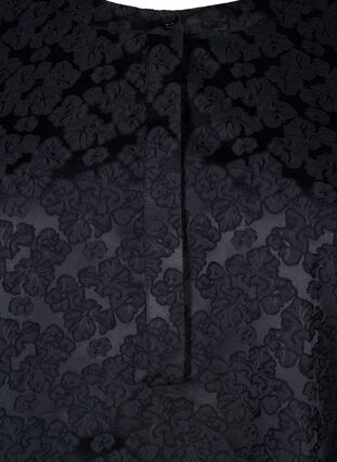 ZizziJacquardkleid mit langen Ärmeln und Rüschen, Black, Packshot image number 2