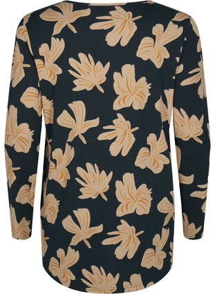 Zizzi Bluse mit Blumenmuster und langen Ärmeln, Scarab Big FlowerAOP, Packshot image number 1