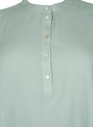 Zizzi Viskose-Leinen-Mix-Shirt-Bluse mit 3/4-Ärmeln, Chinois Green, Packshot image number 2