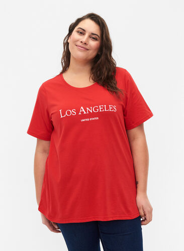Zizzi FLASH - T-Shirt mit Motiv, High Risk Red, Model image number 0