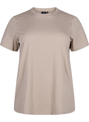 Zizzi Basic-T-Shirt aus Baumwolle mit Rundhalsausschnitt, Silver Mink, Packshot image number 0