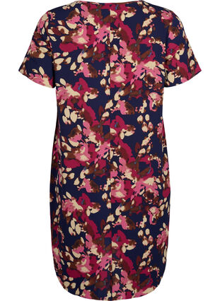 Zizzi Kleid mit Aufdruck und kurzen Ärmeln, Ev.Bl.PurpleFl.AOP, Packshot image number 1