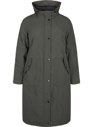 ZizziParka mit Kapuze und verstellbarer Taille, Black Olive, Packshot image number 0