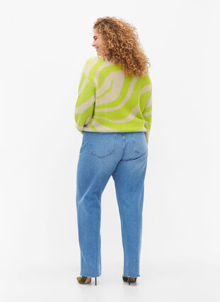 ZizziGerade geschnittene Jeans mit ungesäumten Kanten, Medium Blue, Model image number 1