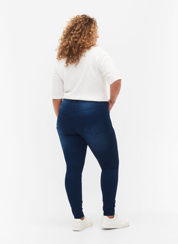 ZizziExtra schmale Amy Jeans mit hoher Taille, Blue Denim, Model image number 1