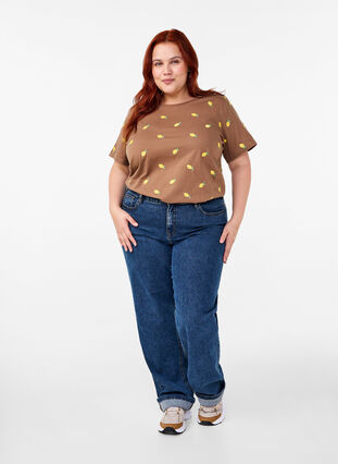 ZizziT-Shirt aus Bio-Baumwolle mit Zitronen, Coca M. Lemon Emb., Model image number 2